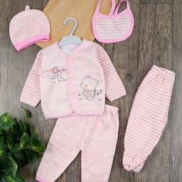 Moms Home Infants 5-Pcs Striped Breathable Organic Cotton Baby Apparel Gift Set-picture-30