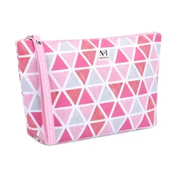 NFI Essentials PU Geometric Print Makeup Pouch for Women Pink-picture-2