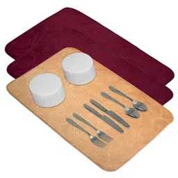 Kuber Industries Brown and Red 3 Pieces Rectangular Table Placemats image 2
