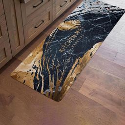 Kuber Industries Black & Brown Abstract Memory Foam Bedside Runners-49