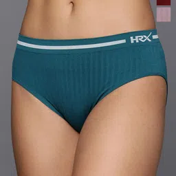 HRX by Hrithik Roshan Set of 3 Assorted Anti Microbial Mid-Rise Seamless Briefs-image-0