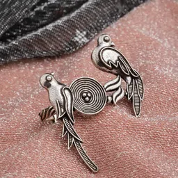 PANASH Silver-Toned Oxidized Bird Shaped Adjustable Finger Ring-14