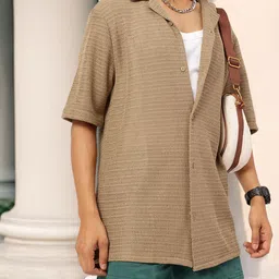 Kook N Keech Beachside Bliss Open-Knit Textured Semi Sheer Relax Shirt-image-15