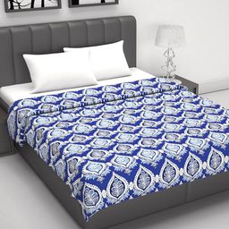 Divine Casa Prism Blue & White Ethnic Motifs Pure Cotton AC Room 120 GSM Double Bed Dohar-image-24