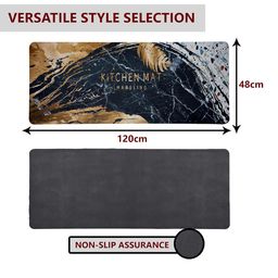 Kuber Industries Black & Brown Abstract Memory Foam Bedside Runners image 2