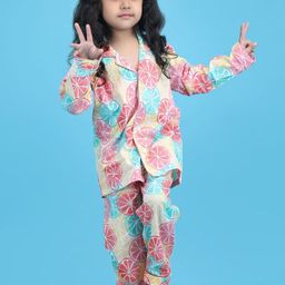 Polka Tots Girls Printed Pure Cotton Night suit-image-71