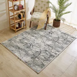 Home Centre Zephyr Antalya Grey & Beige Abstract Printed Rectangular Woven Carpet image 5