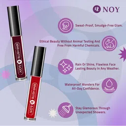 NOY Set Of 4 Blush Babe Waterproof Liquid Matte Lipsticks 4ml Each- Shades 02+ 04+ 05+ 07 image 4