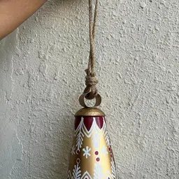 JASMEY HOMES Red & Yellow Printed Jute Harmony Bell Wall Decor-52