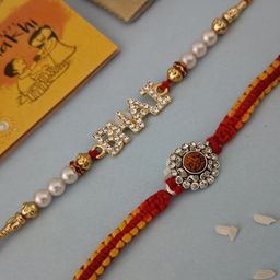 CraftVatika Unisex Set Of 2 Bhai Rakhi with Greetings Card image 1