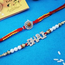 CraftVatika Unisex Set Of 2 Bhai Rakhi with Greetings Card image 2