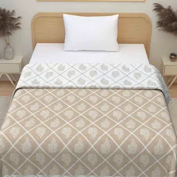 Plarsh Comfort Brown Floral 300 GSM Premium Soft Pure Cotton Reversible Single Bed Dohar-image-89