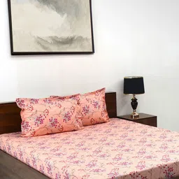 BOMBAY DYEING Red Floral Pure Cotton 120 TC Queen Bedsheet Set 2.24 x 2.54 Mts-image-94