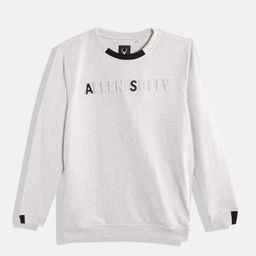 Allen Solly Junior Boys Cream-Coloured Brand Logo Textured Sweatshirt-image-59