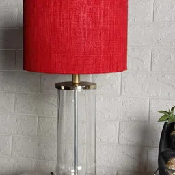 Grated Ginger Red Self Design Contemporary Facile Glass Table Lamp-14