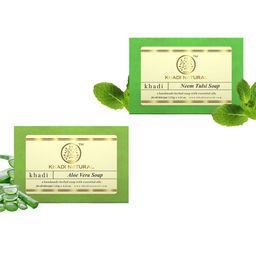 Khadi Natural Set of Aloe Vera & Neem Tulsi Handmade Herbal Soaps-6