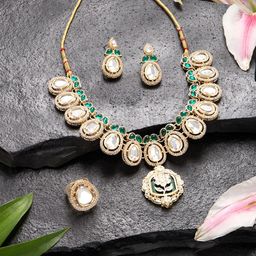 Zaveri Pearls Gold-Plated Kundan-Studded & Beaded Jewellery Set-45
