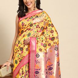 Silk Land Kalamkari Zari Art Silk Kanjeevaram Saree-image-12