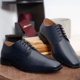 louis stitch Men Prussian Blue Premium Italian Leather Formal Derby Shoes-image-99