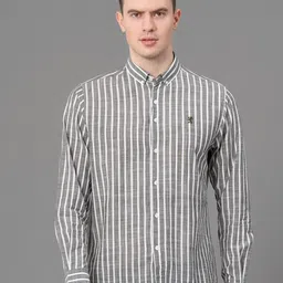 Red Tape Vertical Striped Button-Down Collar Cotton Casual Shirt-image-65