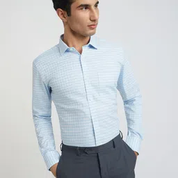Park Avenue Slim Fit Windowpane Checked Pure Cotton Formal Shirt-image-91