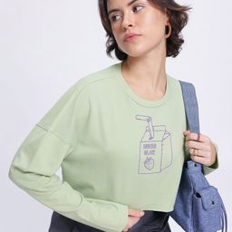 DressBerry Sleek Streetwear Printed Boxy Crop Sweatshirt-image-29