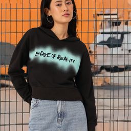 DressBerry Urban Edgy Cotton Terry Relaxed Fit Crop Hooded Sweatshirts-image-21
