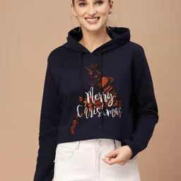 KASSUALLY Women Deep Navy Blue Typography Christmas Update Sweatshirt-picture-15