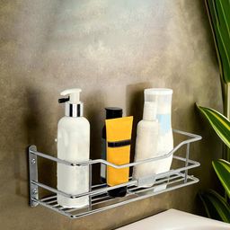 Kuber Industries Silver-Toned Contemporary Stainless Steel Shelf for Wall-12