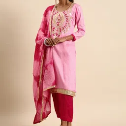Rajnandini Pink Embroidered Unstitched Dress Material-image-24