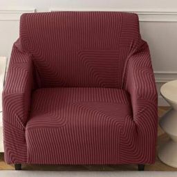 HOUSE OF QUIRK Maroon Self Design Jacquard Soft Touching 1 Seater Sofa Cover-86