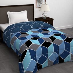 Story@home Blue & Black Geometric 180 GSM AC Room Reversible Single Bed Comforter-15