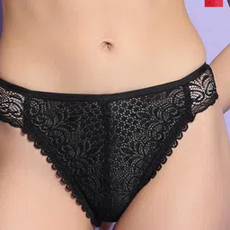 Da Intimo Black & Red Pack Of 2 Self Design Mid Coverage Laced Bikini Briefs-61