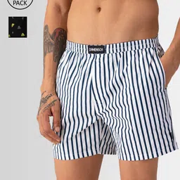 DAMENSCH Men Breeze Pack of 2 Striped Ultra-Light Cotton Boxer Shorts DAM-ASP-LBX-CSW-SYB-29