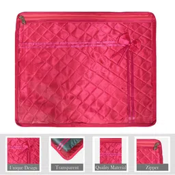 Kuber Industries Pink & Transparent 6 Pieces Self Design Saree Cover Organisers image 4