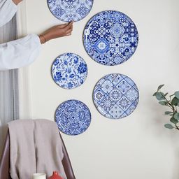 Ritualistic White & Blue 5 Pieces Portuguese Art Painted Wall Decor Plates-52