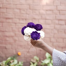 Artecasa Purple Set Of 6 Dried and White Sola Flower-32