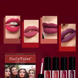 CurlyTales Set of 4 Weightless Matte Liquid Lipsticks 3 ml Each - Shade 03, 06, 07, 15-48