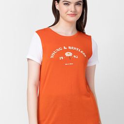 SPYKAR Women Typography Printed Slim Fit T-shirt-image-63