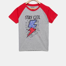 mackly Boys Grey Melange & Red Colourblocked Lounge T-Shirt-picture-20