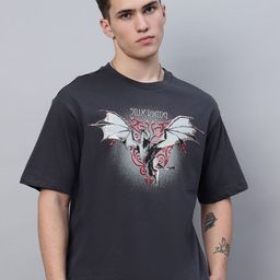 Free Authority Men Graphic Printed Round Neck Cotton Oversized T-Shirt-image-79