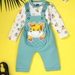 V-Mart Infants Graphic Printed Pure Cotton Dungarees With T-Shirt-image-16