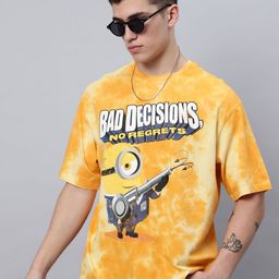 Free Authority Men Graphic Printed Round Neck Cotton Oversized T-Shirt-image-93