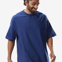Domyos By Decathlon Solid Pure Cotton Round Neck Oversized T-Shirt-image-54