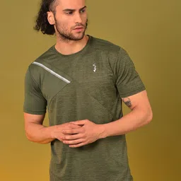 Campus Sutra Olive Green Dry-Fit Training T-shirt-picture-6