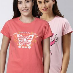 Kryptic Women Pack Of 2 Printed Pure Cotton Lounge  T-Shirts-image-80