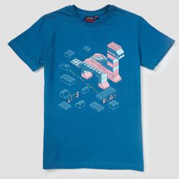 Gini and Jony Boys Blue Printed Cotton T-shirt-image-50
