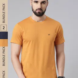 Force NXT Pack Of 2 Cotton Slim Fit Super Combed Cotton T-shirts-image-100