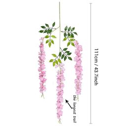TIED RIBBONS Set Of 6 Pink & Green Artificial Hanging Wisteria Flower-Strings image 5