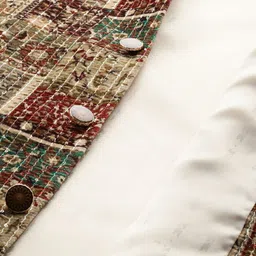MANQ Solid Kurta & Trousers With Printed Sequinned Velvet Nehru Jacket image 2